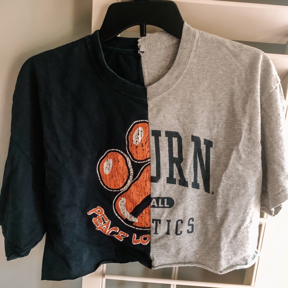 AUBURN PAW X LETTERS HALF AND HALF SHIRT